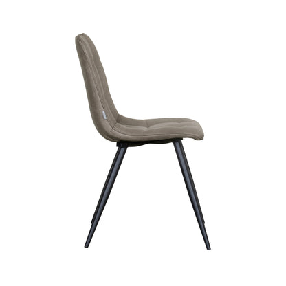 Eetkamerstoel Bistro taupe micro suede, zijaanzicht op witte achtergrond