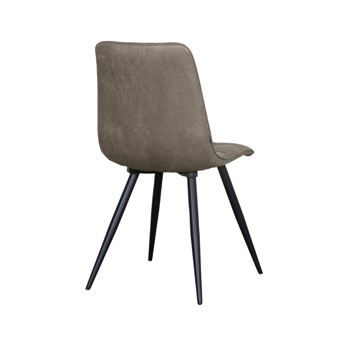 Eetkamerstoel Bistro taupe micro suede, schuin achteraanzicht op witte achtergrond