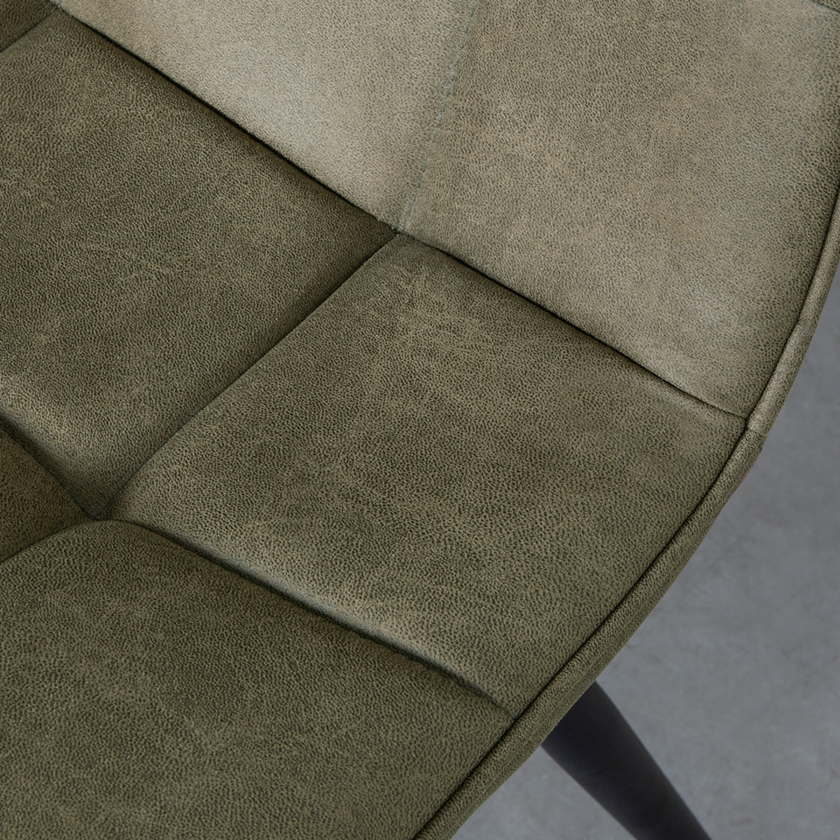 Eetkamerstoel Bistro groen micro suede, detail van het materiaal