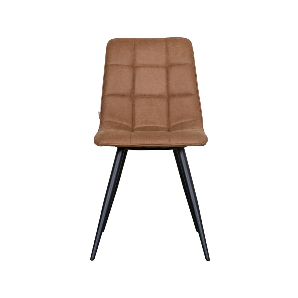 Eetkamerstoel Bistro bruin micro suede, vooraanzicht op witte achtergrond