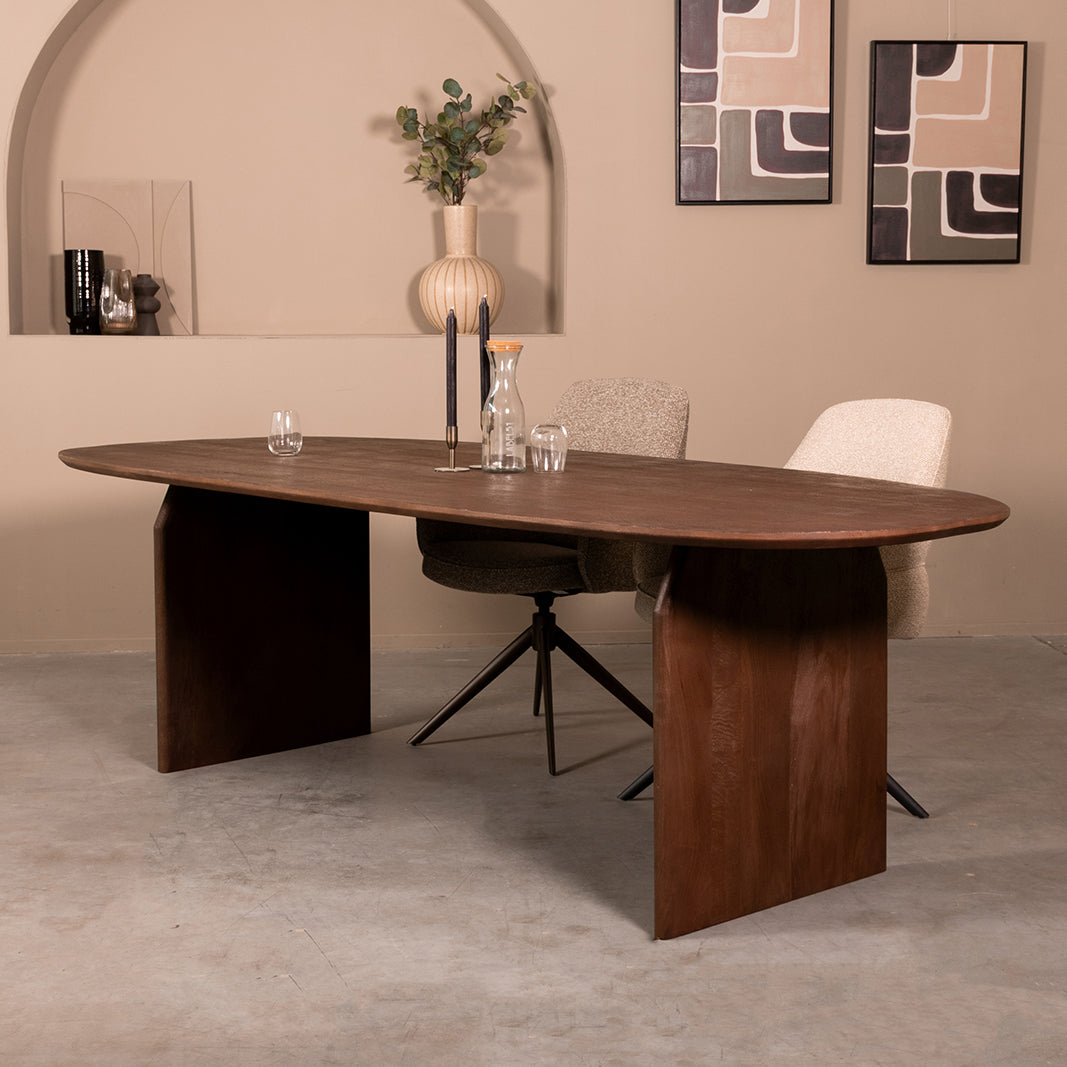 Eettafel Cooper | Bruin Mangohout — Vooraanzicht - sfeer