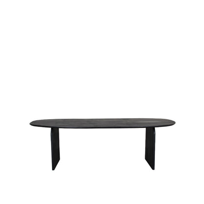 Eettafel Cooper zwart mangohout, vooraanzicht op witte achtergrond