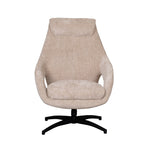 Fauteuil Maxwell beige stof, vooraanzicht op witte achtergrond
