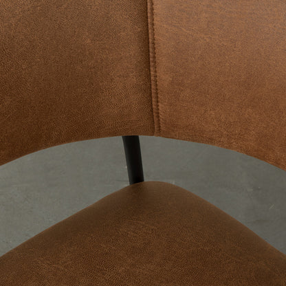 Eetkamerstoel Luuk bruin microvezel, detail van het materiaal