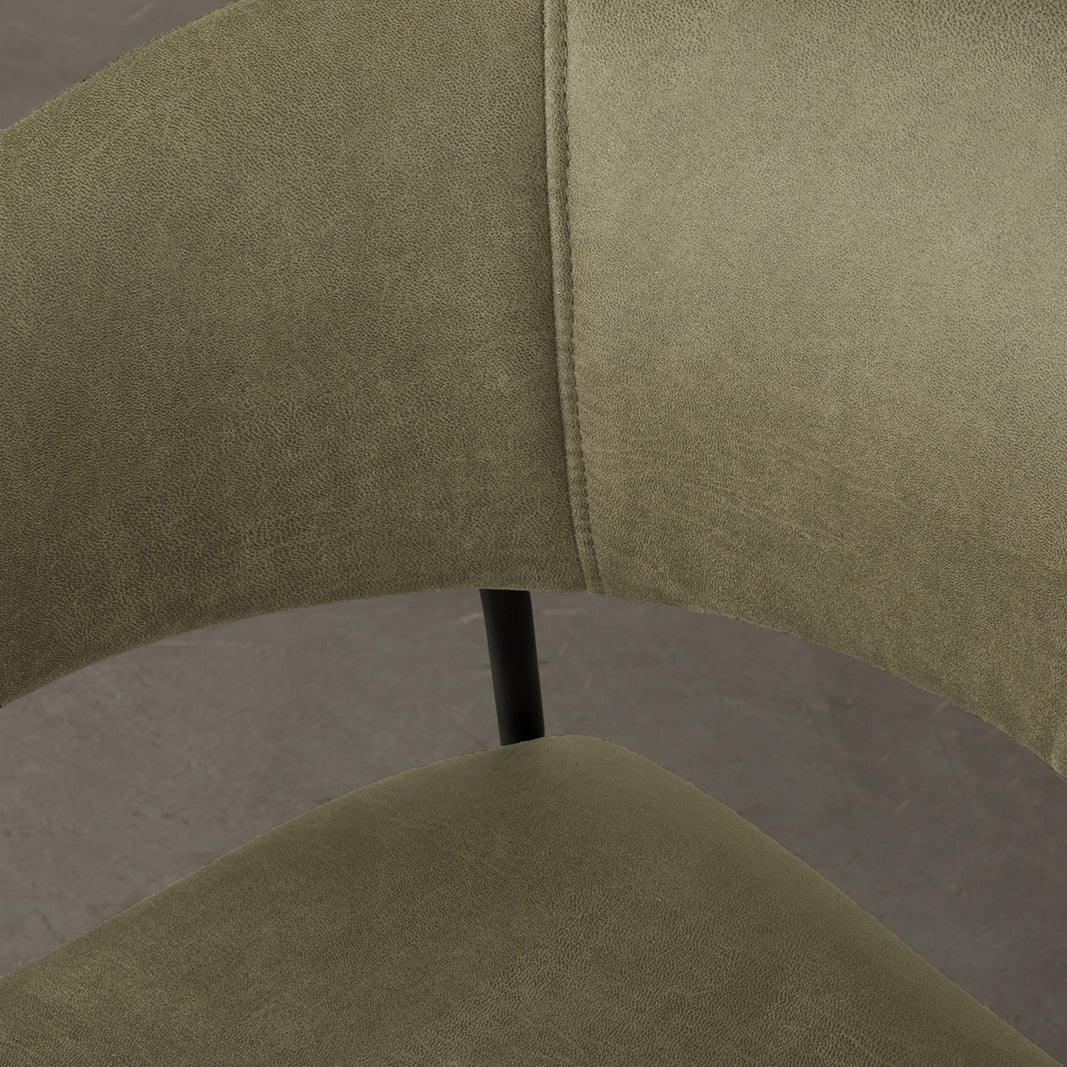 Eetkamerstoel Luuk moss microvezel, detail van het materiaal