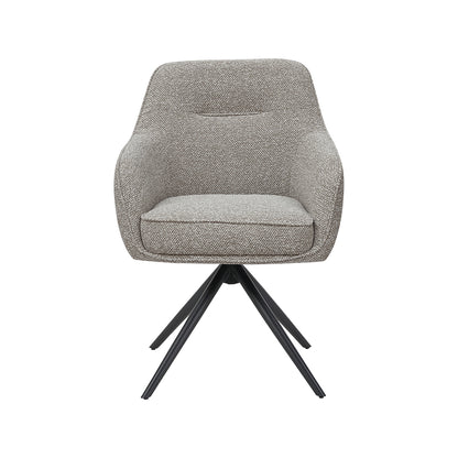 Eetkamerstoel Akira beige bouclé, vooraanzicht op witte achtergrond