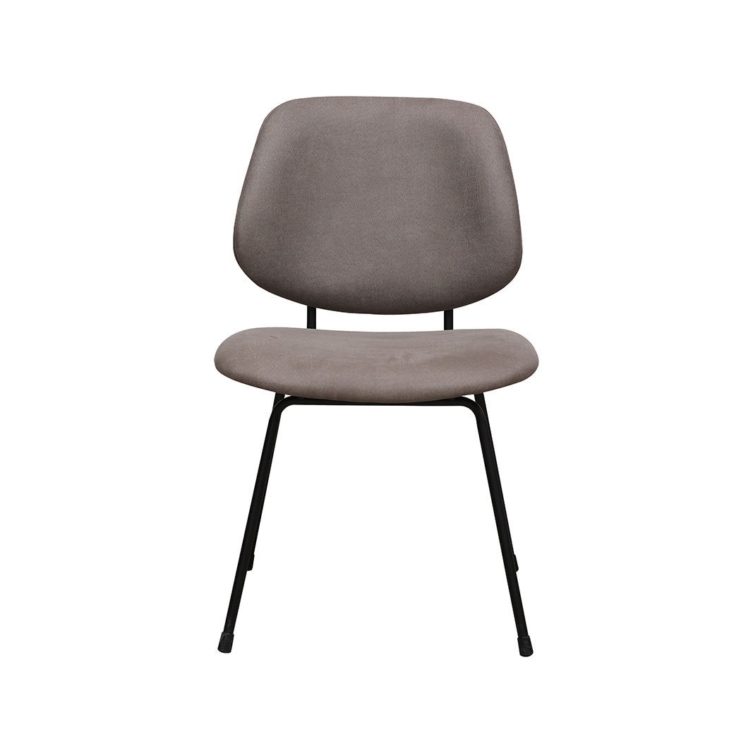 Eetkamerstoel Bello taupe micro suede, vooraanzicht op witte achtergrond