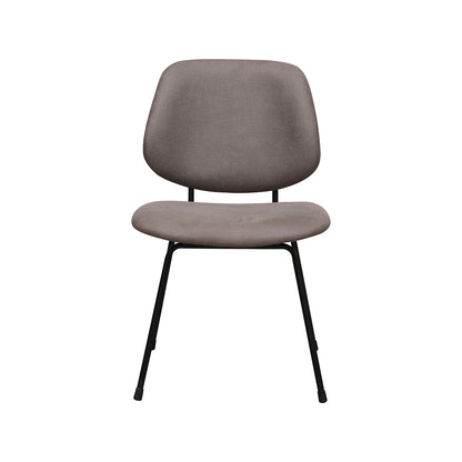 Eetkamerstoel Bello taupe micro suede, vooraanzicht op witte achtergrond