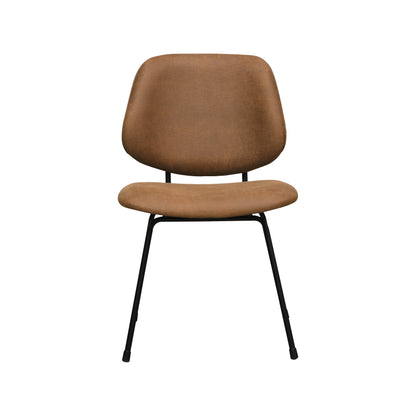 Eetkamerstoel Bello bruin micro suede, vooraanzicht op witte achtergrond