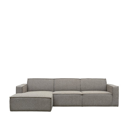 Hoekbank Kay | Longchair | Mushroom Royal Bouclé — Zijaanzicht - witfoto