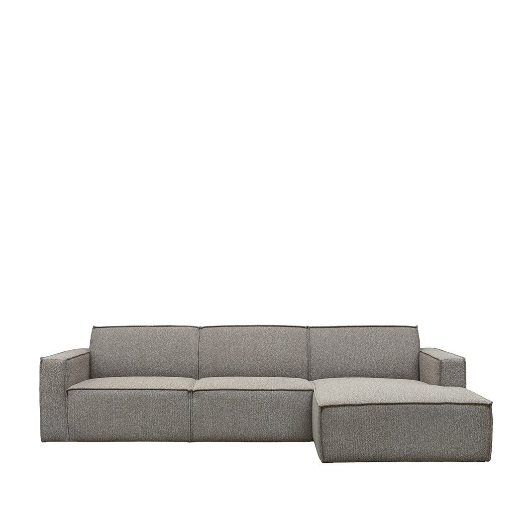 Hoekbank Kay | Longchair | Mushroom Royal Bouclé — Zijaanzicht - witfoto
