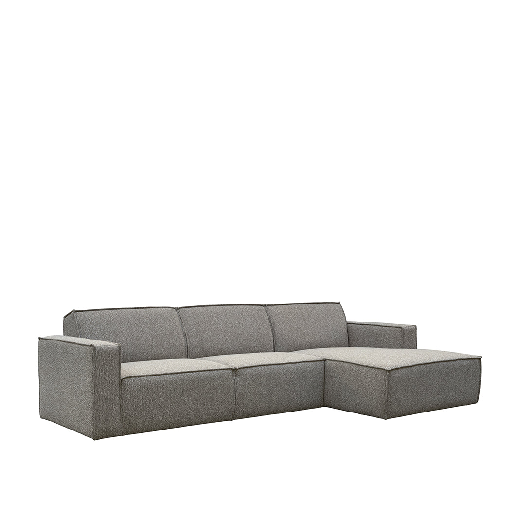 Hoekbank Kay | Longchair | Mushroom Royal Bouclé — Vooraanzicht - witfoto