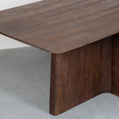 Eettafel Scott bruin mangohout, detail van het materiaal