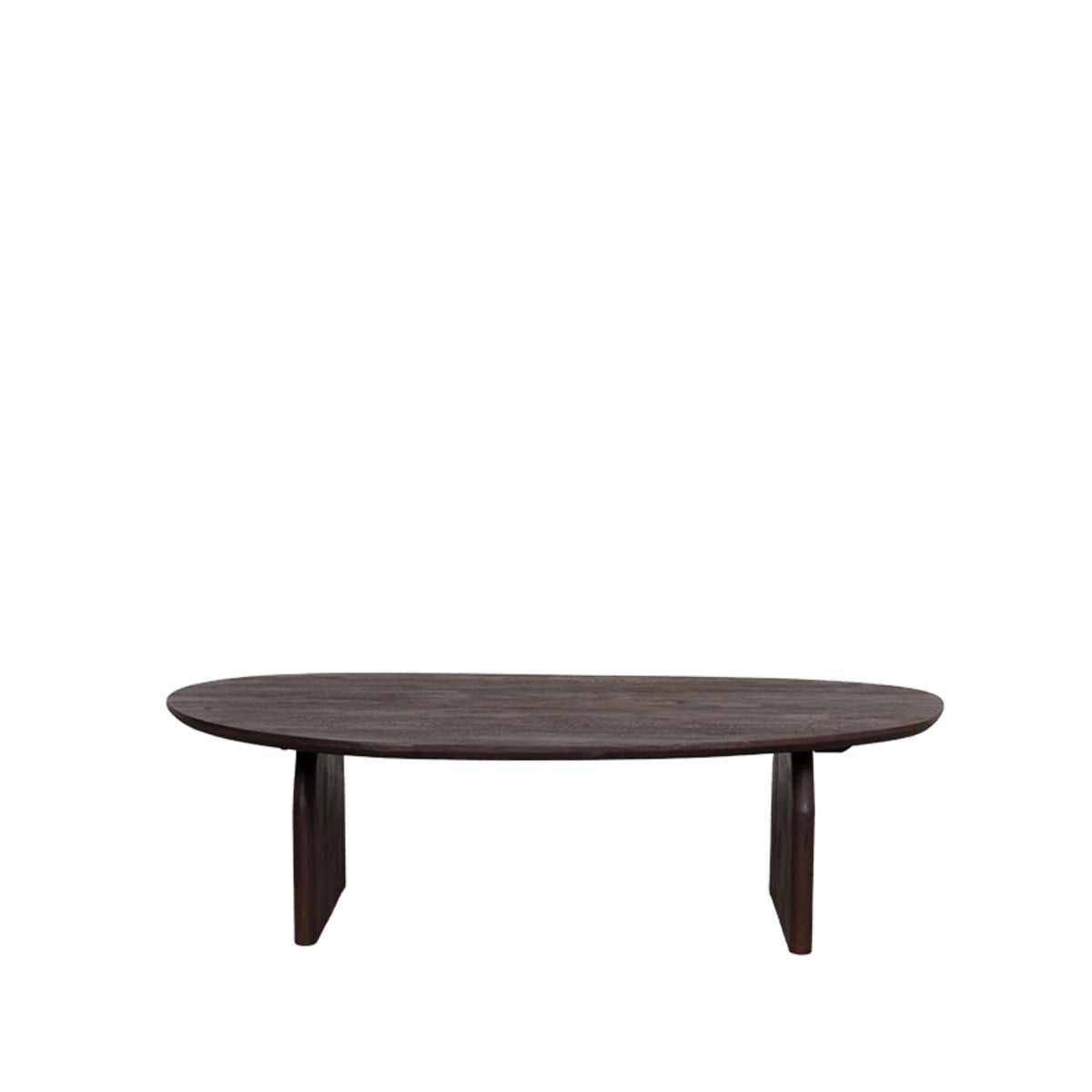 Salontafel Cooper bruin mangohout, vooraanzicht op witte achtergrond