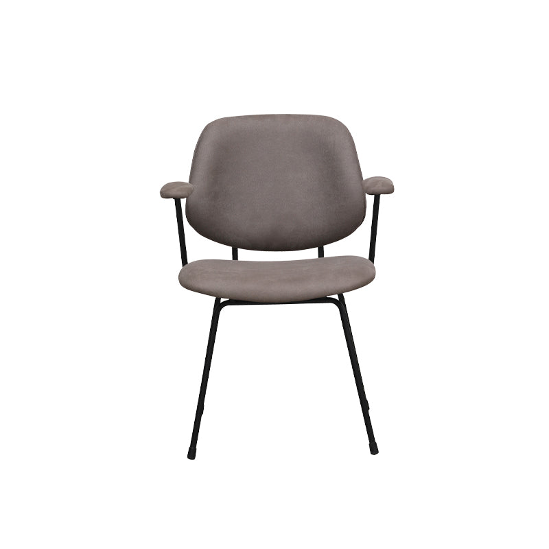 Eetkamerstoel Rivano taupe micro suede, vooraanzicht op witte achtergrond