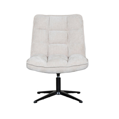 Fauteuil Vince naturel stof, vooraanzicht op witte achtergrond