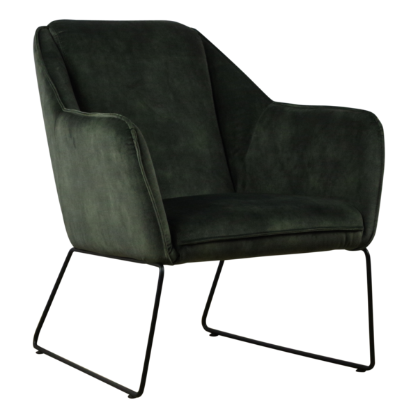 Fauteuil Yuno | Velvet Groen — Vooraanzicht - witfoto