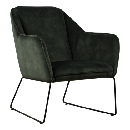 Fauteuil Yuno | Velvet Groen — Vooraanzicht - witfoto