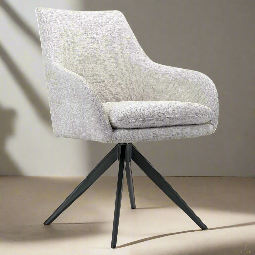 Eetkamerstoel Lisonne | Wit Chenille