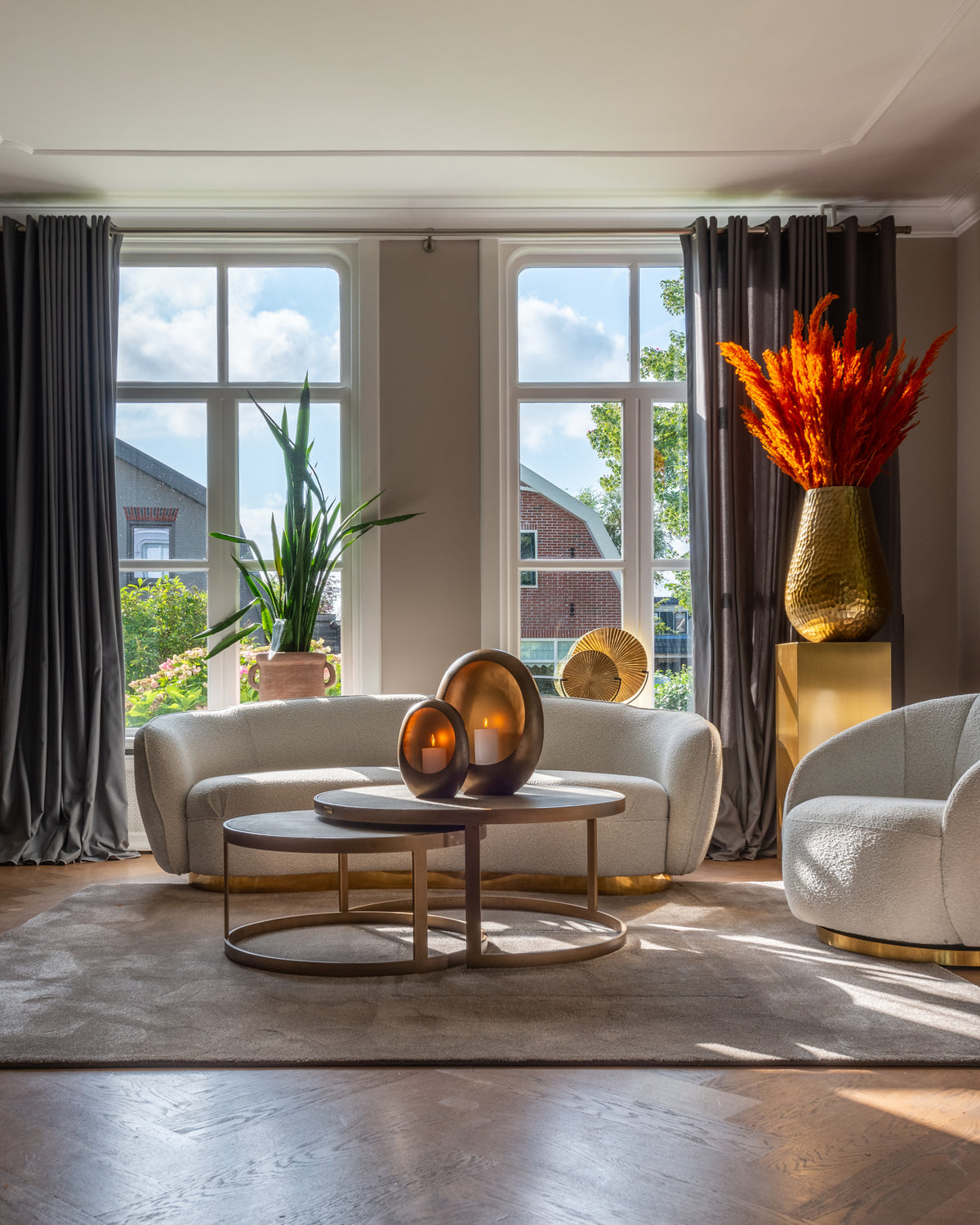 Salontafelset Bloomville zwart eikenhout