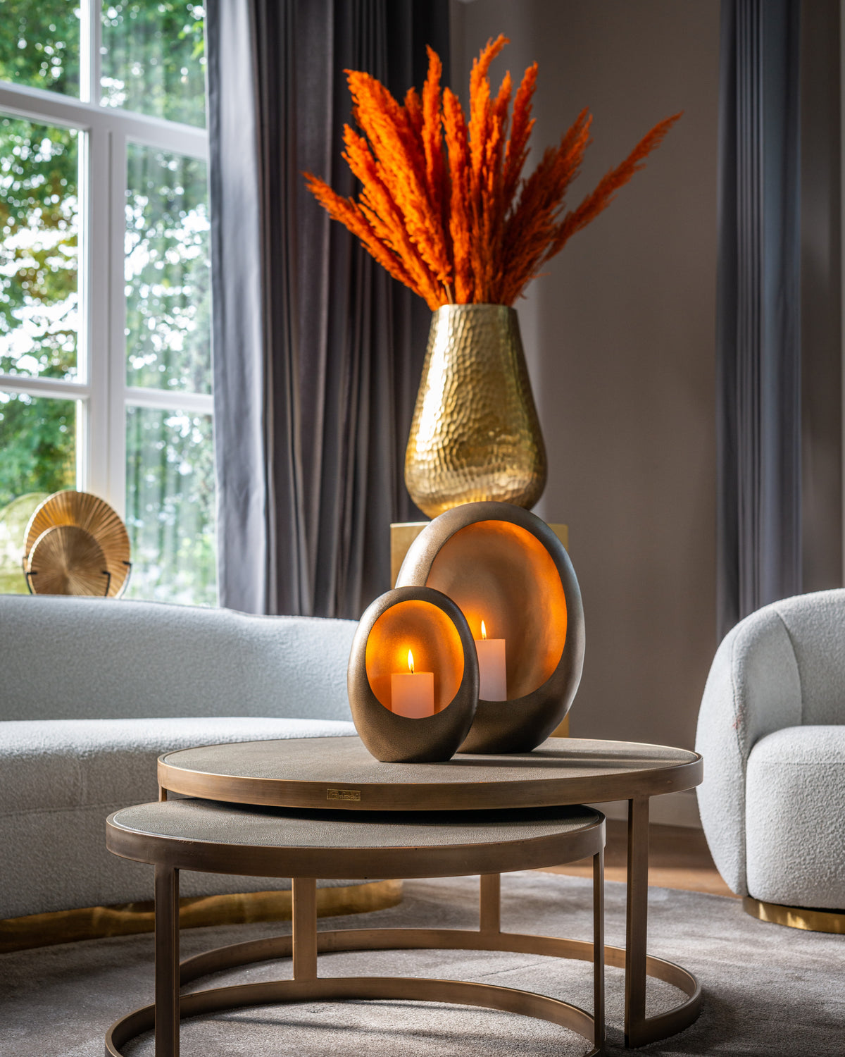 Salontafelset Bloomville zwart eikenhout