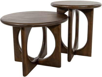 Salontafel Zodiac 60cm dark walnoot mango, vooraanzicht op witte achtergrond