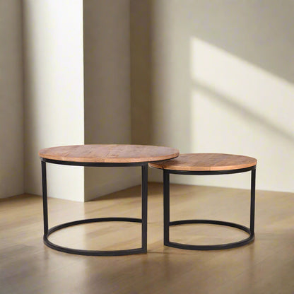 Salontafel Set Double | Naturel Mangohout