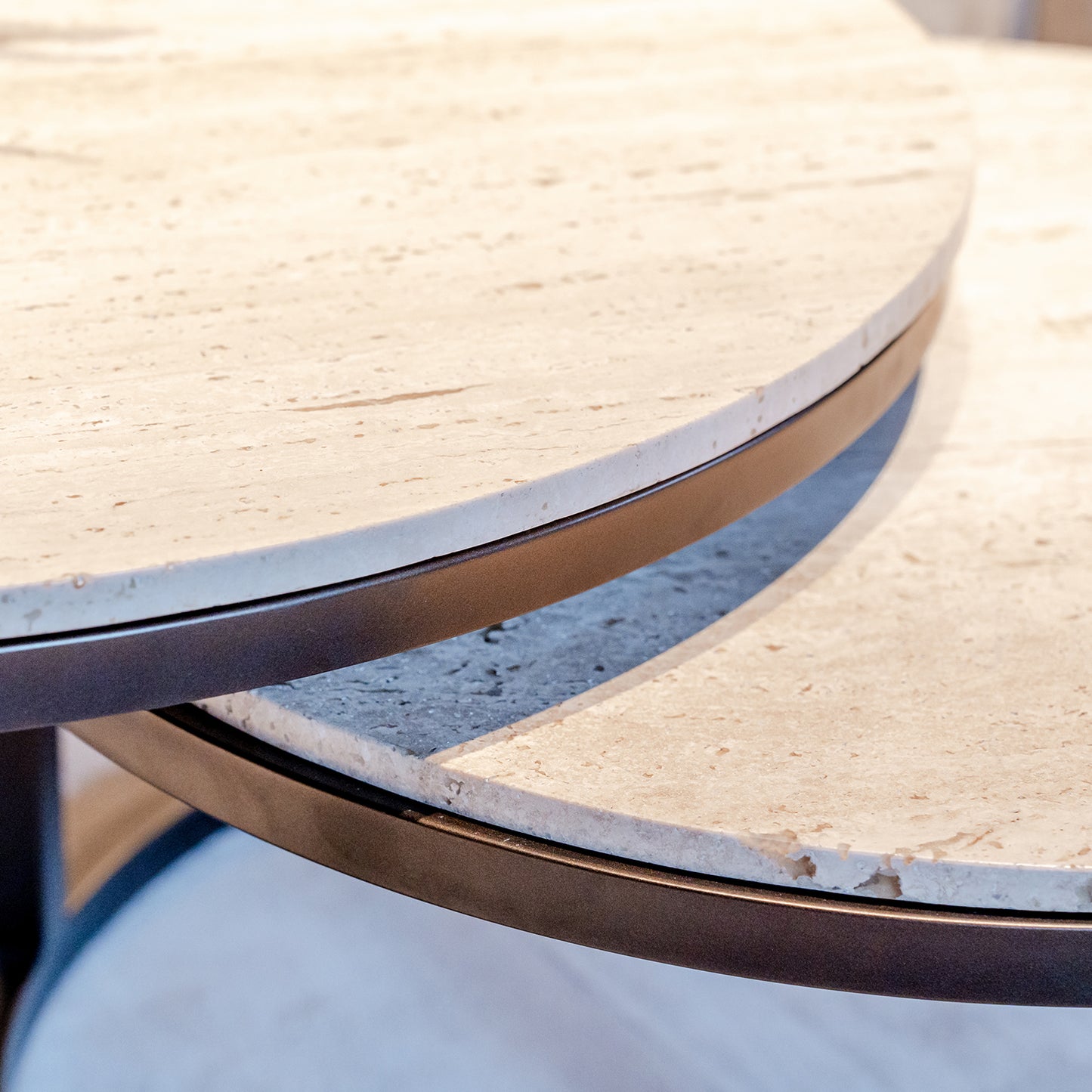 Salontafel Avalon | Set van 2 | Travertin | Brons