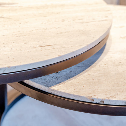 Salontafel Avalon | Set van 2 | Travertin | Brons