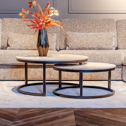 Salontafel Avalon | Set van 2 | Travertin | Brons