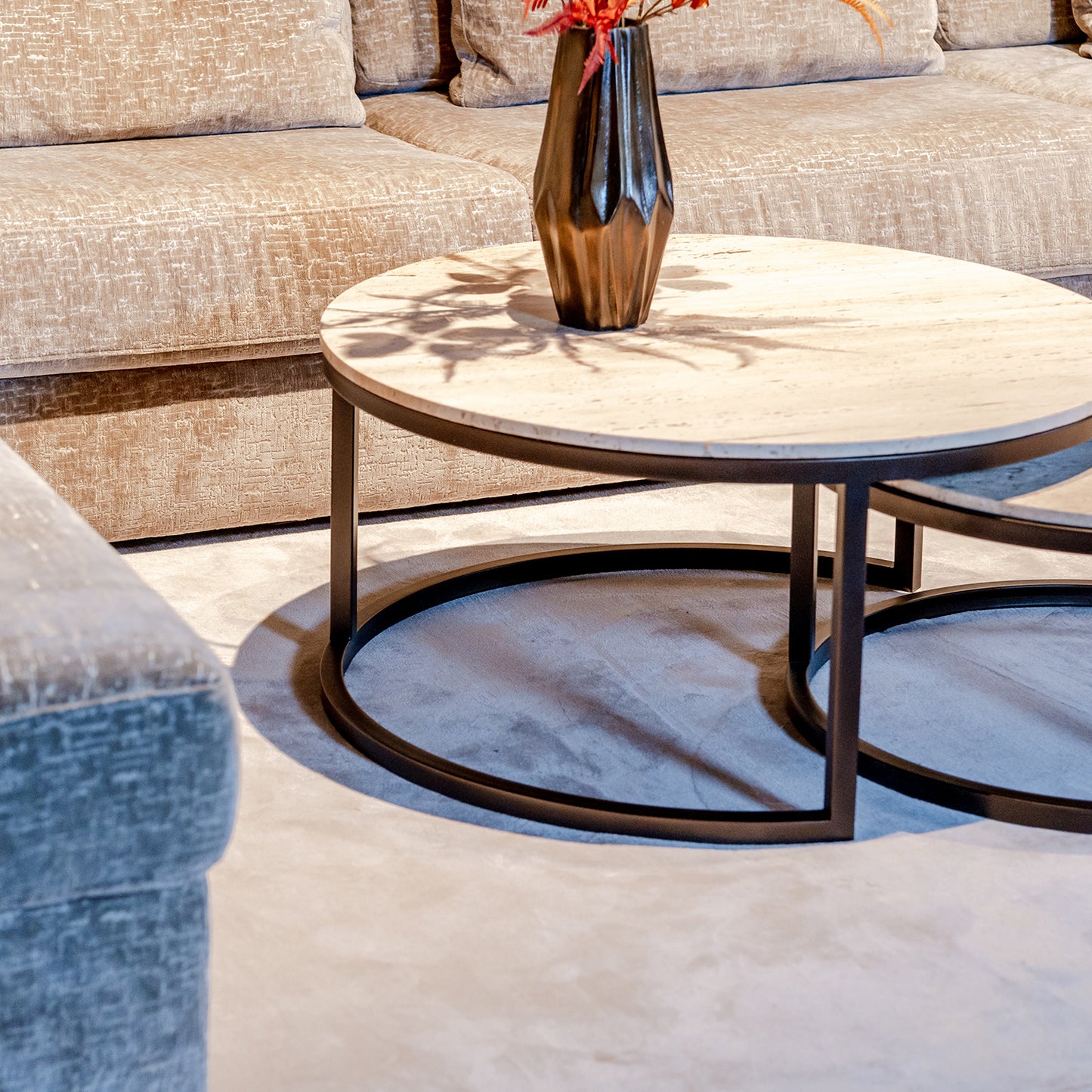 Salontafel Avalon | Set van 2 | Travertin | Brons