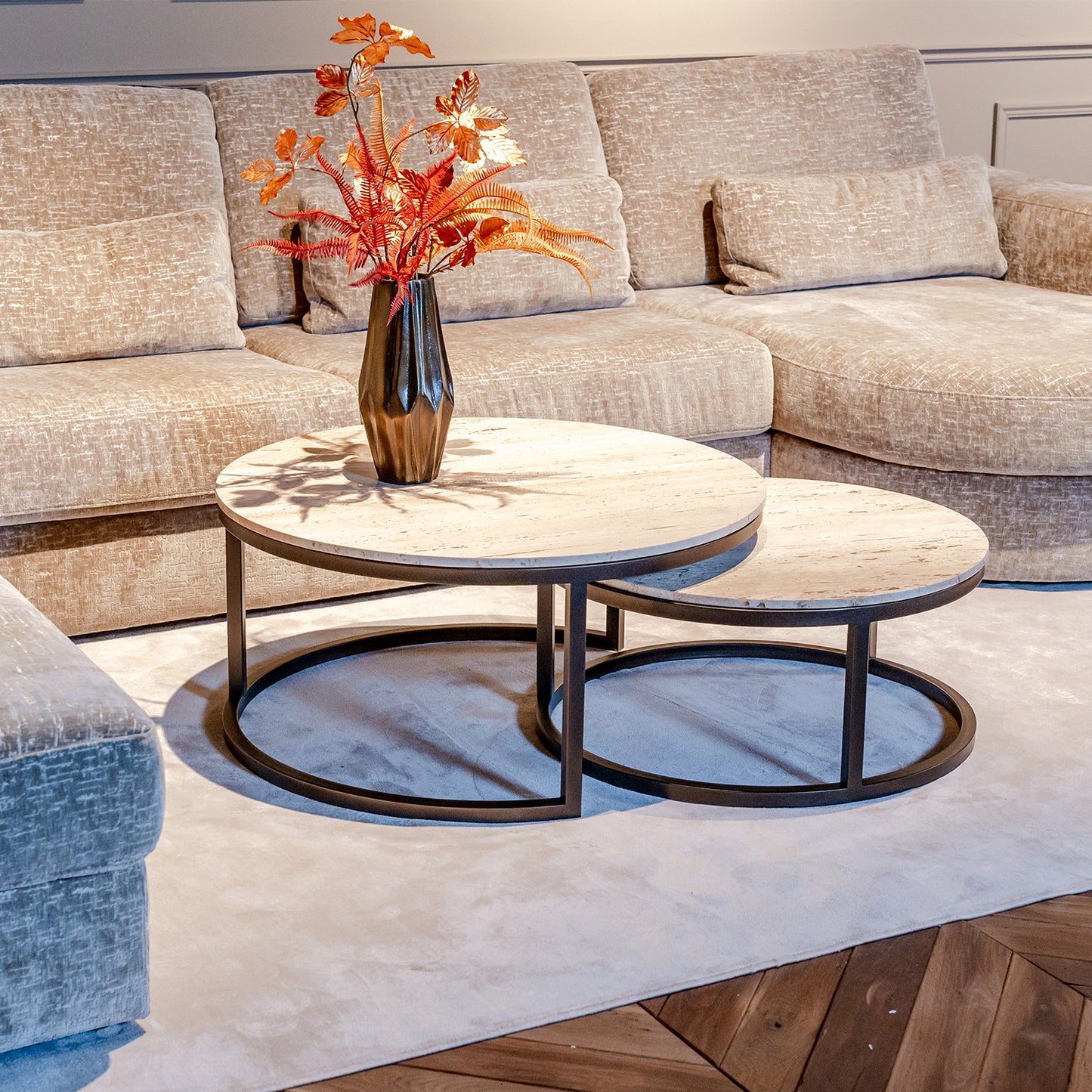 Salontafel Avalon | Set van 2 | Travertin | Brons