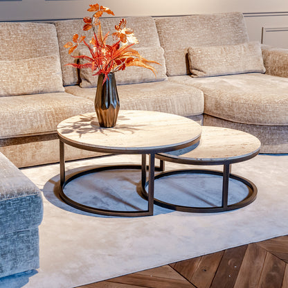 Salontafel Avalon | Set van 2 | Travertin | Brons