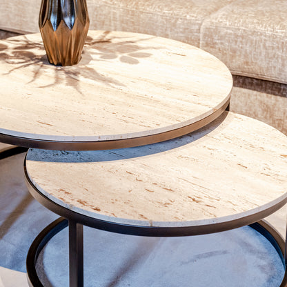 Salontafel Avalon | Set van 2 | Travertin | Brons