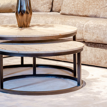 Salontafel Avalon | Set van 2 | Travertin | Brons