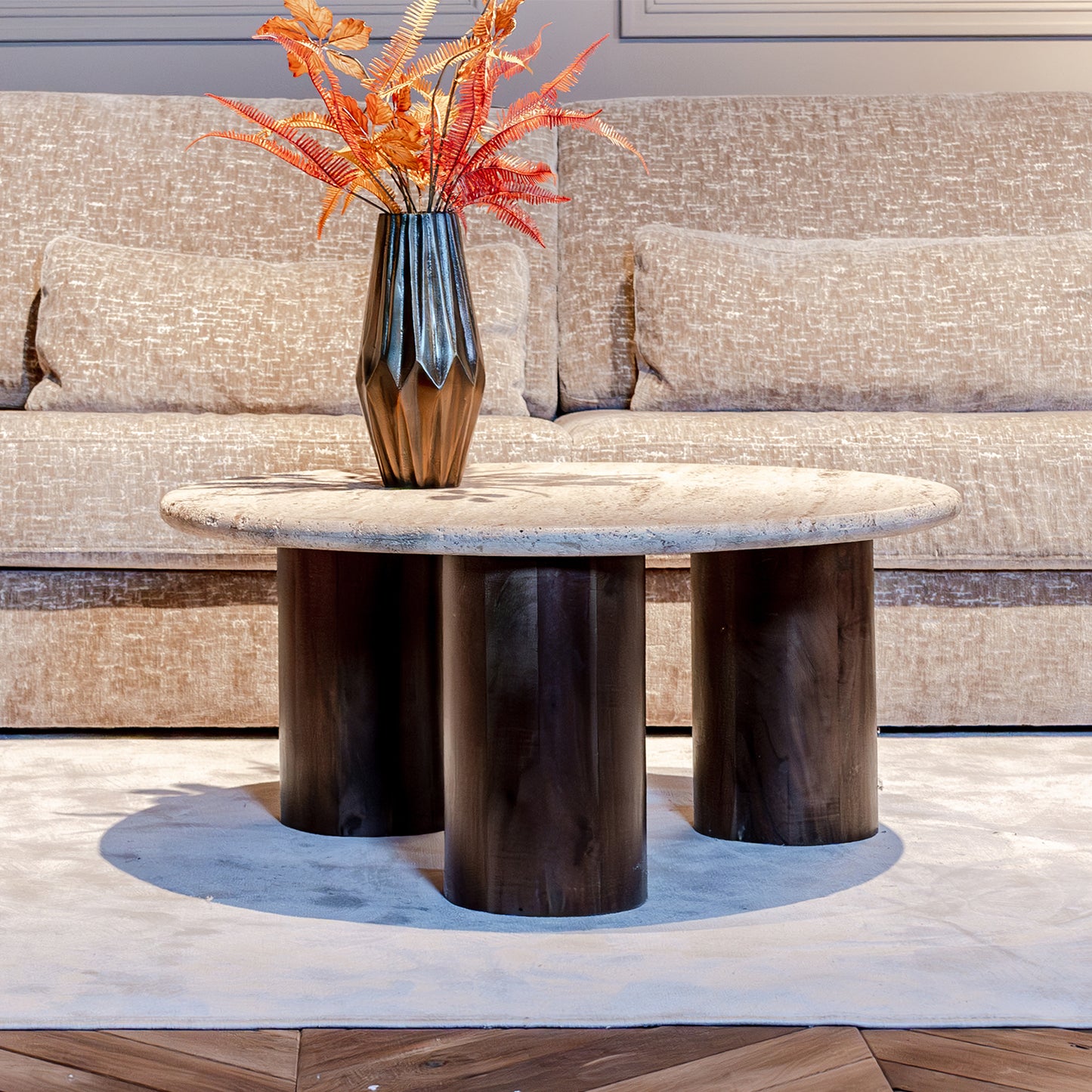 Salontafel Douglas | Mangohout en Travertin