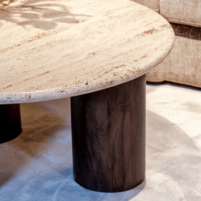 Salontafel Douglas | Mangohout en Travertin