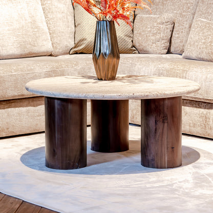 Salontafel Douglas | Mangohout en Travertin