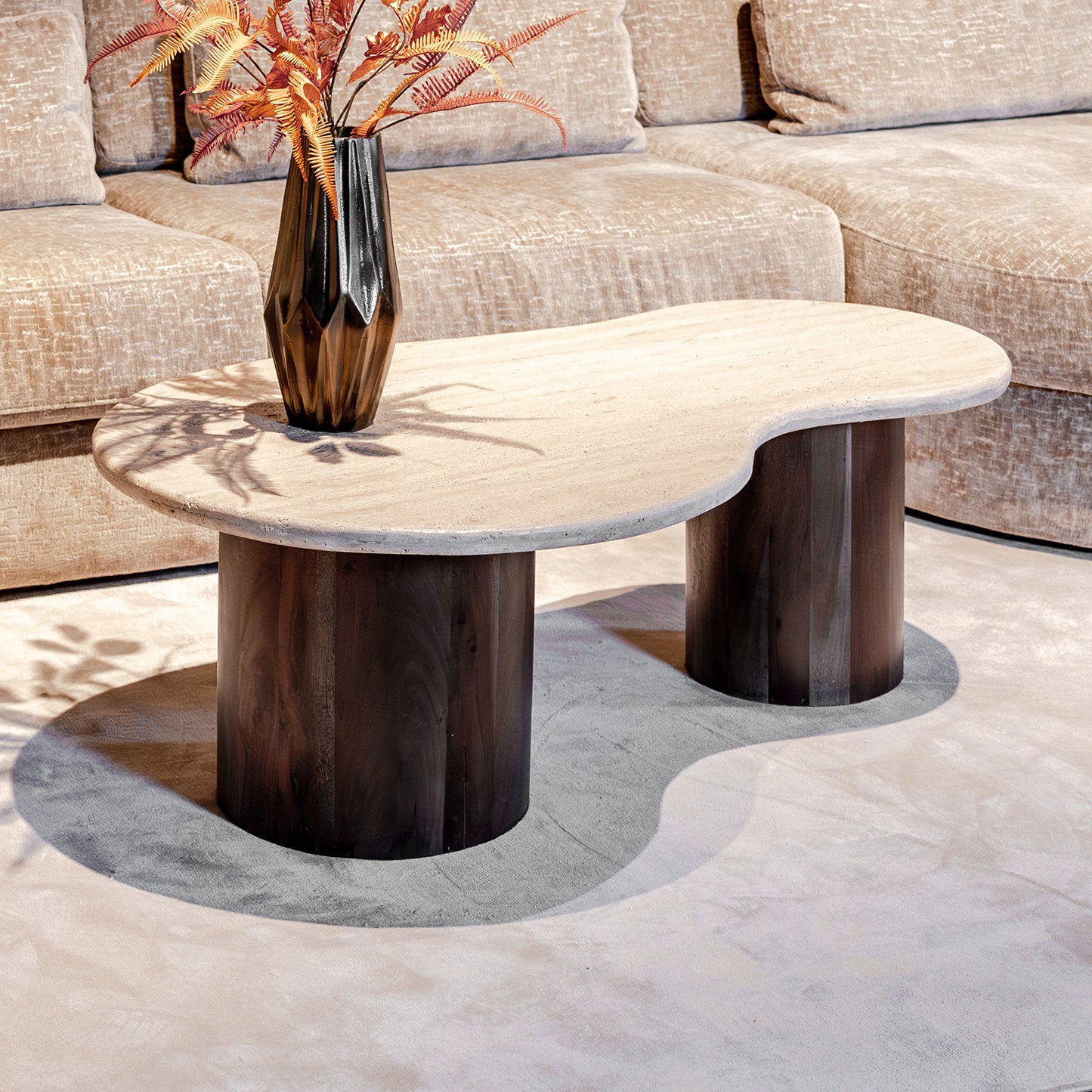 Salontafel Douglas | Mangohout en Travertin