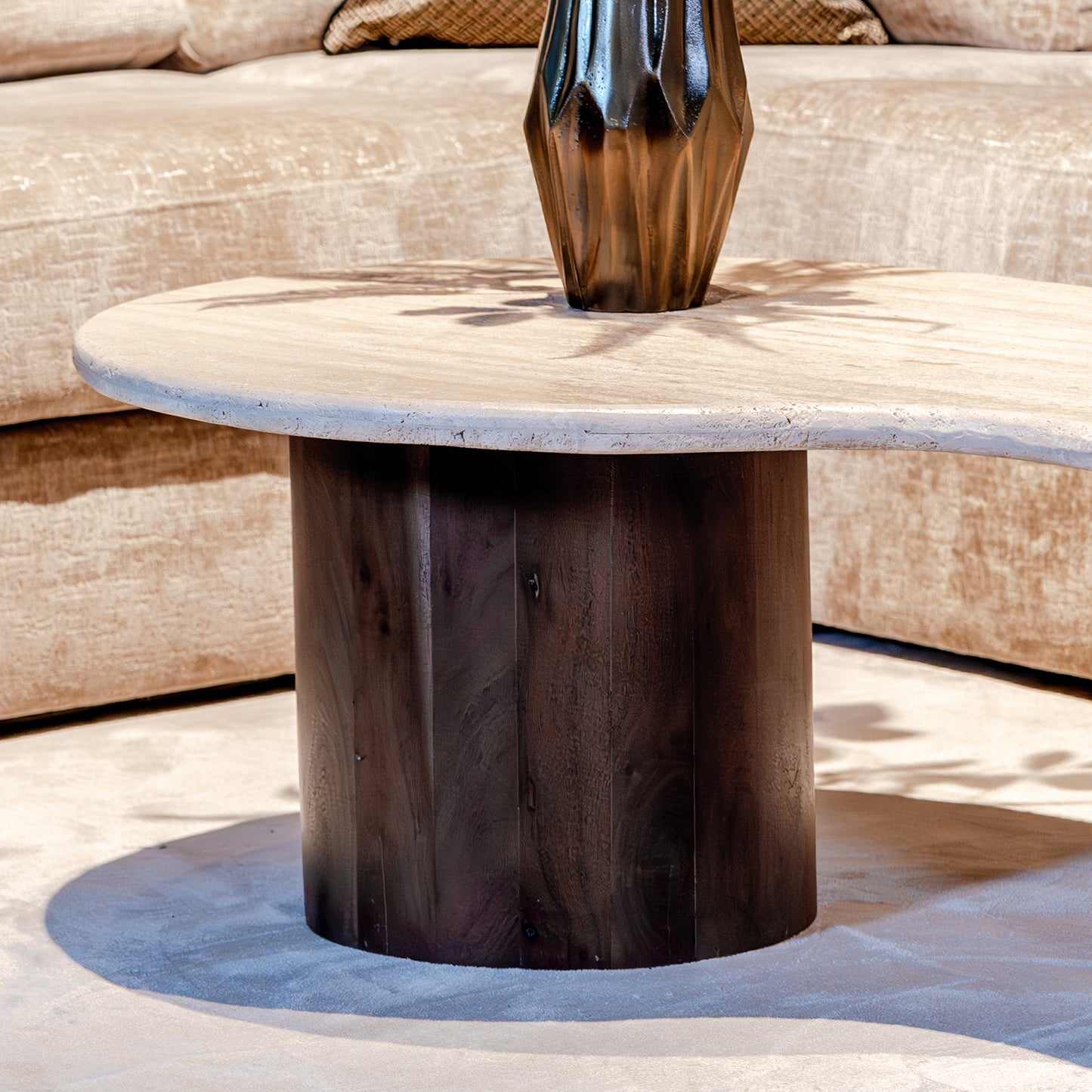 Salontafel Douglas | Mangohout en Travertin