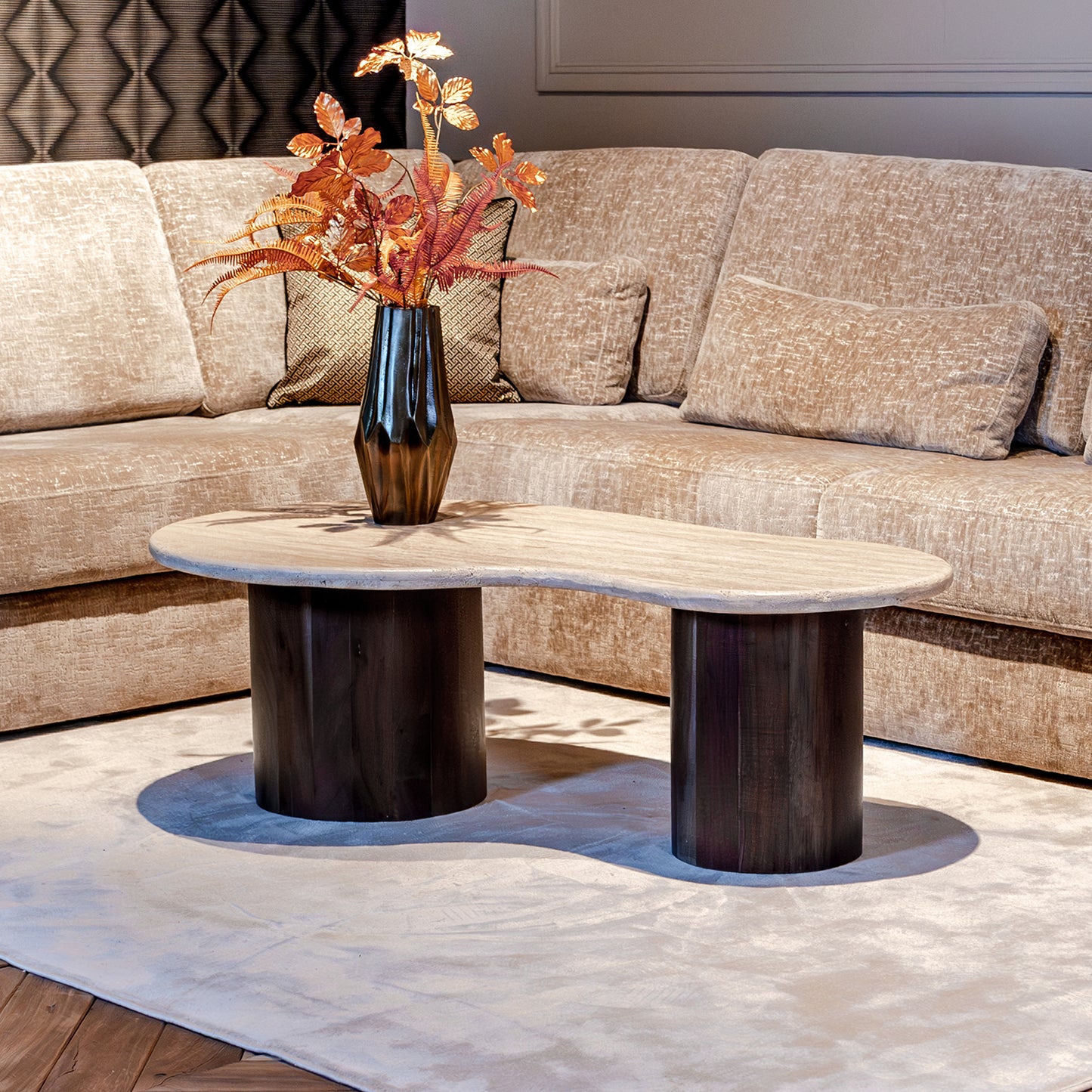 Salontafel Douglas | Mangohout en Travertin