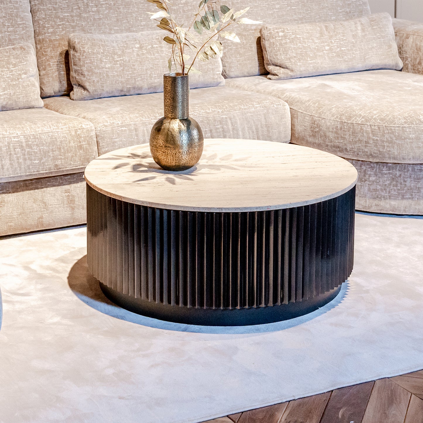 Salontafel Hampton | 90Ø | Travertin