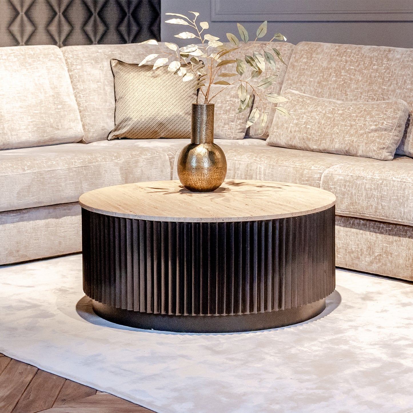 Salontafel Hampton | 90Ø | Travertin