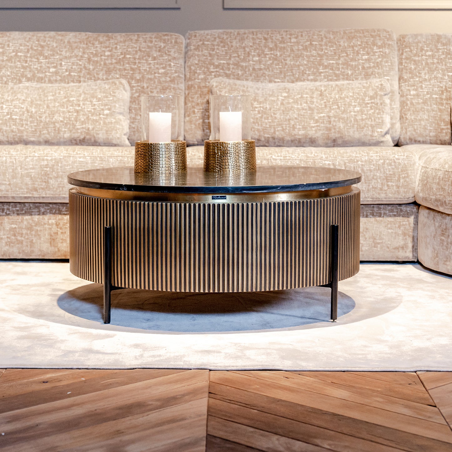 Salontafel Ironville | Rond | Zwart/Goud  Marmer