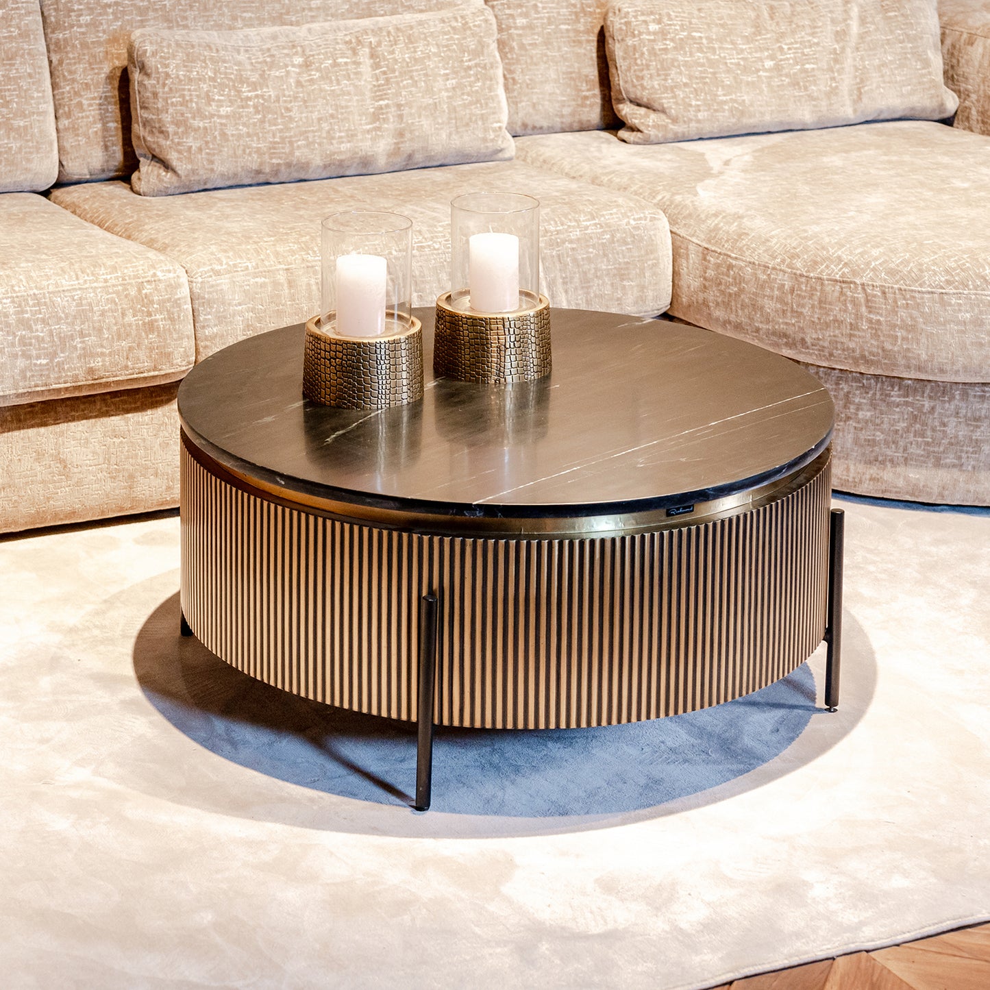 Salontafel Ironville | Rond | Zwart/Goud  Marmer