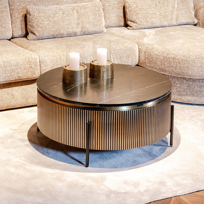 Salontafel Ironville | Rond | Zwart/Goud  Marmer