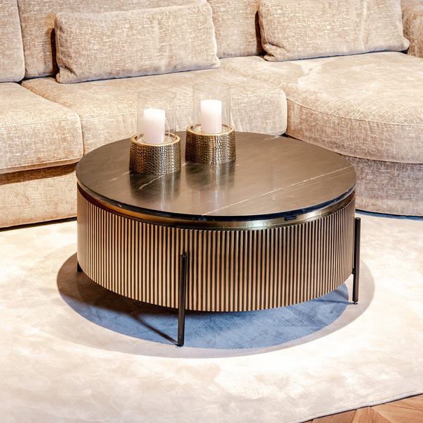 Salontafel Ironville | Rond | Zwart/Goud  Marmer