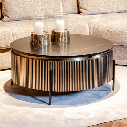 Salontafel Ironville | Rond | Zwart/Goud  Marmer