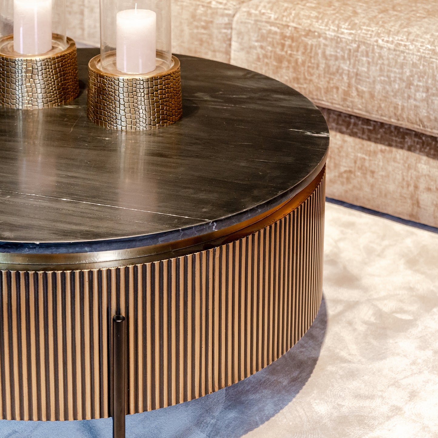 Salontafel Ironville | Rond | Zwart/Goud  Marmer