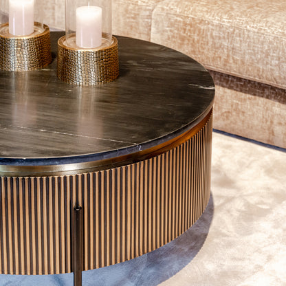 Salontafel Ironville | Rond | Zwart/Goud  Marmer